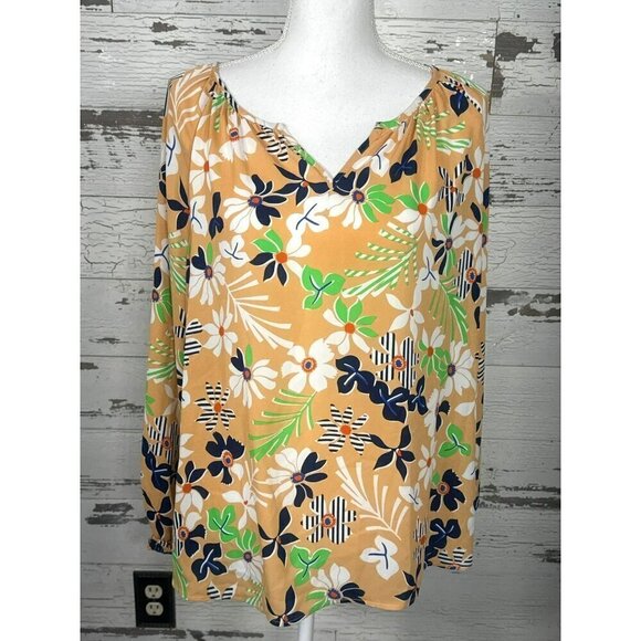 CABI Island Floral Blouse Peach/Floral Sz L Style #6296 NWOT - Picture 2 of 5